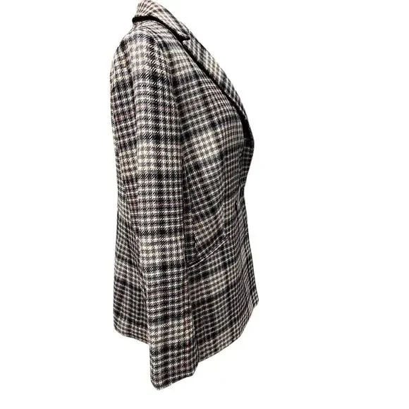 Talbots Herringbone Plaid Double Breasted Blazer Academia Career Preppy Size 8 - Picture 5 of 16